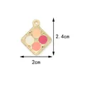 Colgante de rombo en aleación dorada con inserciones de aceite de colores, 2.4x2cm - Caja de Polvo Rombo (Blanco/Rosa)