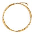 Collar gargantilla de acero inoxidable bañado en oro 18K con eslabones de bambú - Dorado