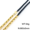Collana a catena bicolore nero e oro da 5mm in acciaio inossidabile per uomo e donna - Collana a Catena Box Bicolore Oro Nero (KN291135-KFC)