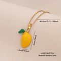 Collana in acciaio inossidabile dorato con ciondolo a forma di mango giallo e foglia verde - 6# Mango