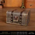 Vintage grey wood storage box with antique metal lock and rivet detailing - Distressed Gray - Xilinmen Lock