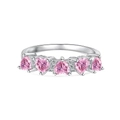 Elegant S925 sterling silver ring featuring five pink heart-shaped zircons in a row - US 5 / Silver Pink Zirconia (DY120893)
