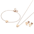 Minimalist heart jewelry set including necklace, bracelet and earrings in rose gold - Rose Gold 3-Piece Set (KS199054-K)