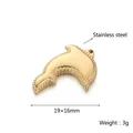 Colgante de delfín en acero inoxidable dorado con borde de cuentas de 19x16mm y peso 3g - Acero inoxidable / 19x16mm / Dorado (KLJ3692-Z)