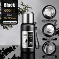 Black 600ml vacuum insulated bottle made of 316 stainless steel for outdoor travel - 600ml / Short Tea Filter + Carrying Rope / Black