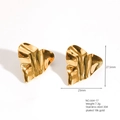 Abstract wrinkled heart earrings in 18K gold plated stainless steel, size 27.5mm - E664-17(Wrinkled Heart)