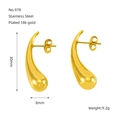 Minimalist 18k gold plated stainless steel teardrop earrings 30mm height for women - 18K Gold / Gold