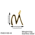 Macro detail of gold stainless steel letter M pendant with black enamel finish - Letter M-Black
