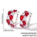 Boucles d'oreilles élégantes rubis poire avec finition or blanc et détails en zircone - Platine Blanc + Zircon Rouge