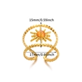Gouden zonnestraal open ring met oranje edelsteen en kralenband afwerking - Dubbellaagse kralenband zon met oranje steen (JZ6619G-1) / Goud-Oranje Zonvorm
