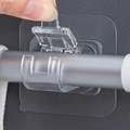 Transparent self-adhesive rod bracket for bathroom with spring-loaded clamp and U-hook - 6x6cm Curtain Rod Hook