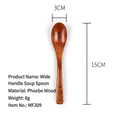 Lightweight Phoebe zhennan wood soup spoon with wide handle for desserts and coffee - Dark Brown (15*3cm Wide Handle Soup Spoon)