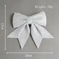 Fiocco di Natale argento glitterato, decorazione 20x17cm per alberi e scatole da regalo - Argento