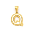 Polished gold-plated necklace pendant featuring the letter Q with white enamel inlay - Letter Q (Single Pendant)