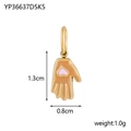 Golden Hamsa hand charm with pink heart for DIY jewelry making 1.3cm pendant - Hamsa Palm Pendant (K5) / Tan