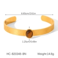Dimensions du bracelet manchette doré avec incrustation d'œil de tigre ovale - Bracelet Jonc en Acier Inoxydable Doré avec Oeil de Tigre (HC-B20348-BN)