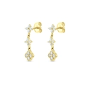 Elegant gold S925 silver flower drop earrings with sparkling white cubic zirconia - Gold White Zirconia