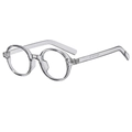 Classic oval sunglasses with transparent frames and retro design in a 45-degree angle view - Grey Frame