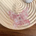 Pink and white marble butterfly hair claw clip with colorful iridescent acetate finish - 6.5cm / Crystal Purple