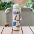 Gourde blanche motif dessin animé avec logo SAH violet et sangle de transport - 700ml / Blanc-Bâton