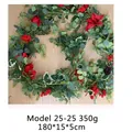 Christmas garland with red poinsettia and berries, 180cm festive decoration, 350g style - Style 25-25 (Classic Poinsettia Red Berry)