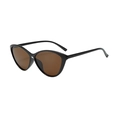 Fashionable oversized cat eye sunglasses with glossy black frame and brown lenses - Black Frame Tea Lens