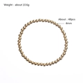 Detail van 4mm gouden kralenarmband met specificaties voor gewicht en aantal kralen - 4mm Kraaldiameter - Elastische Stijl (YB-852G-4mm)