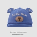 Blue baby baseball cap with bear ears and Little Bear embroidery for sun protection - Blue