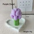 Purple tulip bouquet scented candle in lavender sage on a heart-shaped tray - Tulip (Purple Sage)