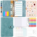 Blue A6 PU leather budget binder set with clear zipper envelopes and stickers - Budget Binder Set / Retro Bronze