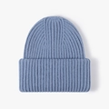 Thick warm light blue knit beanie with double cuff design for men and women - Gray Blue (22B323)