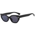 Schicke schwarze Cateye-Sonnenbrille mit UV-Schutz und metallischen Akzenten - Glänzendes Schwarz C01
