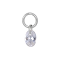 S925 sterling silver oval clear cubic zirconia charm pendant for DIY earrings - A0024-Oval / Silver