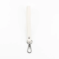 Creamy beige cross grain faux leather wristlet strap with polished silver lobster clasp - White (Litchi Pattern)