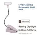 Lampada da scrivania bianca con clip, collo flessibile e porta USB modello LY-13 - LY-13 (Orizzontale) / Bianco / Modello ricaricabile
