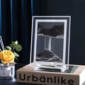 Monochrome flowing sand art hourglass with mountain landscape in a rectangular frame - 5 Inch Mirror Edge Black & White