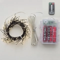 Catena luminosa 3M 100LED bianco caldo con vano batterie e telecomando per Natale - Vano batteria / Filo Nero