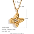 18K gold plated stainless steel flower pendant necklace with clear crystal accents - Gold (Petal Pendant Necklace)