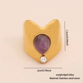 Vintage gold V-shaped ring with purple amethyst stone and dimensions display - V-shaped Wide Purple Teardrop Stone Style (3#)