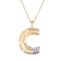 Collana con ciondolo a lettera C in zirconi, bicolore oro e argento lucido - Lettera: C