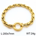 Goldenes Edelstahl-Gliederarmband mit graviertem Federringverschluss für Herren - Goldenes Rolo-Kettenarmband (KB181456-Z)
