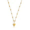 Elegante collana in acciaio al titanio dorato con ciondolo a cuore e perline - Solo Collana a Cuore
