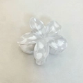 Pearlescent white frangipani hair claw clip for women on a soft beige fabric background - Approx. 8x7x4cm / White (Leopard)