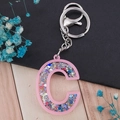 Portachiavi lettera C rosa con glitter e paillettes a stella per borse e chiavi - Lettera C