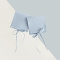 Light blue velvet jewelry pouch with square shape and elegant matching silk ribbon closure - Ribbon Style / 7*7cm / Light Blue