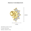 Gold plated 925 sterling silver crescent moon stud earrings with sparkling cubic zirconia - Moon Shaped Diamond Stud Earring (E4829-Gold/Single)