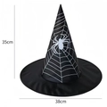 Cappello da strega nero per Halloween con ragnatela e dettagli sulle dimensioni 35x38cm - 35*38 / Cappello da strega ragnatela