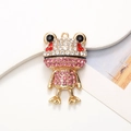 Ciondolo rana con strass colorati su base in metallo dorato per gioielli fai da te - Rosa