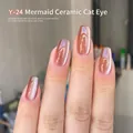 Mermaid Ceramic Cat Eye Nail Polish in Champagne Gold shade, series Y-24 moonlight effect - Mermaid Ceramic Cat Eye