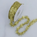 Glänzendes goldenes Lametta-Band auf weißer Spule für festliche Weihnachtsdeko - Goldenes Lametta (10 Yards)